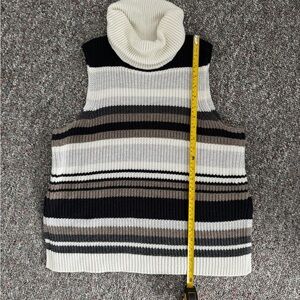 Abercrombie & Fitch Striped Sleeveless Knit Turtleneck 100% Cotton Sweater Mediu